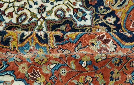 Hand Knotted Black, Rust, Ivory, Gold And Blue Heriz Serapi Wool Rug 8x10 ft Ideal for Living, Bedroom And Dining Rooms | CP2444810