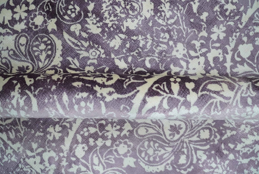 Traditional Floral Purple And Ivory Handloom 5.6x8 ft Bedroom, Living Room Rug Wool And Viscose Area Rug