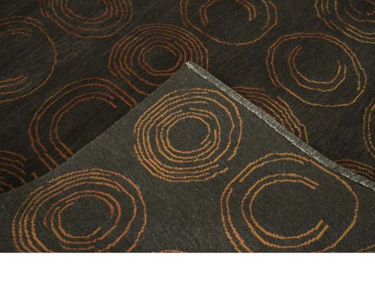 Modern geometrical Hand knotted Charcoal and Brown 5x8 ft Bedroom, Living Room Rug Wool and Art silk Area Rug