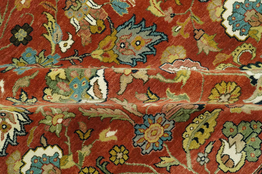 Hand Knotted Traditional Floral Rust, Beige, Blue And Ivory Wool Rug 8x10 ft Ideal for Living, Bedroom And Dining Rooms | CP2438810