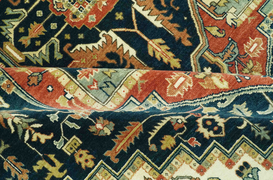 Hand Knotted Black, Rust And Cream Traditional Herati Wool Rug 9X12 ft Ideal for Living, Bedroom And Dining Rooms | CP2446912