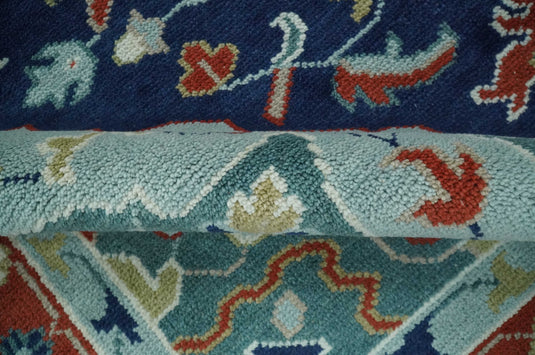 Traditional Medallion Pattern Red, Blue, Teal and Olive Hand Knotted 8x10 ft wool Area Rug