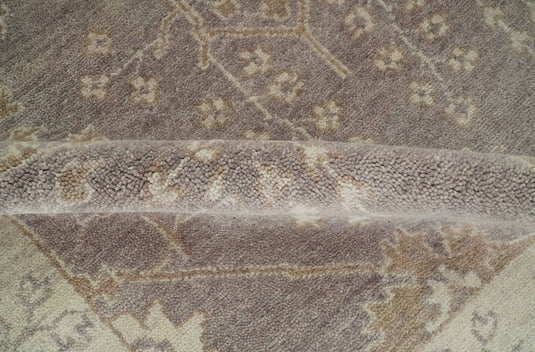 Custom Made Hand Knotted Beige And Brown Tree of Life Wool Area Rug