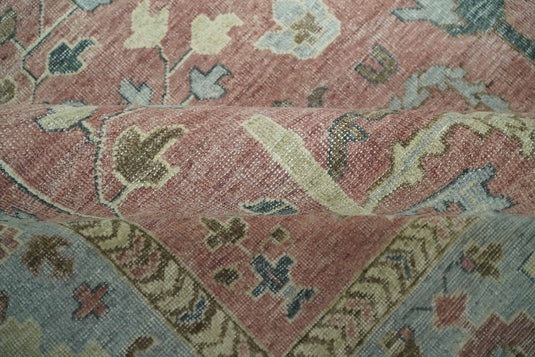 Tree of Life Rust And Blue Hand Knotted 9x12 ft Bedroom, Living Room Rug Wool Area Rug