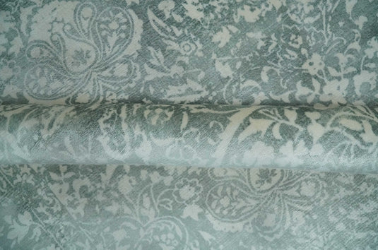 Traditional Floral Green And Ivory Handloom 5.6x8 ft Bedroom, Living Room Rug Wool And Viscose Area Rug