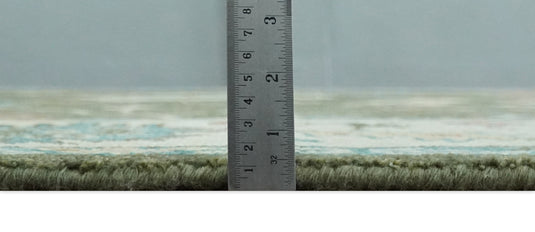 Traditional Oushak Green And Beige Hand Knotted Wool Rug 10x14 ft Ideal for Living, Bedroom And Dining Rooms