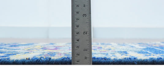 Transitional Hand Knotted Wool 2x3 ft Blue Area Rug