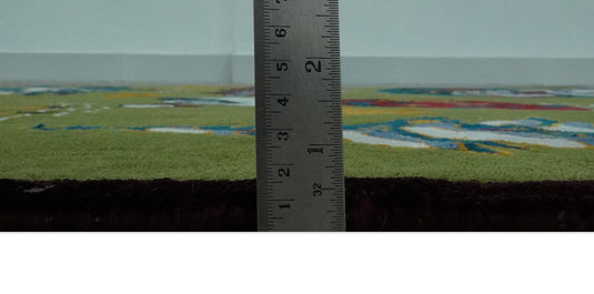 Colorful Christmas Theme Green, Gold, Blue, White And Red Hand Tufted 2x3 ft Bedroom, Kids Room Rug Wool Area Rug