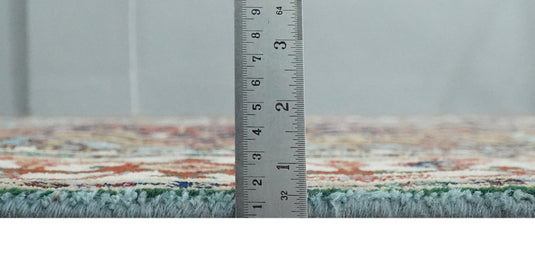 Hand Knotted Heriz Serapi Rug Aqua Blue, Ivory and Rust 5x8, 4x6, 3x5 ft Ideal for Living, Bedroom, and Dining Rooms | CP1880S