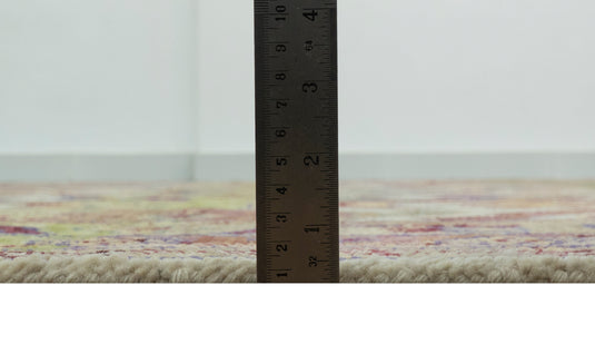 Transition Hand Knotted Green, Gold And Ivory 8x10 ft Wool Rug Ideal for Living, Bedroom And Dining Rooms