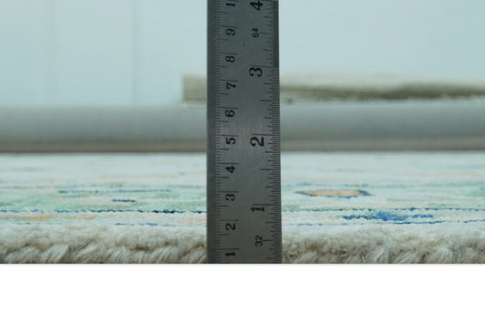 Beige, Green And Blue Floral Motifs Hand Tufted 8x10 ft Bedroom, Living Room Rug Wool Area Rug