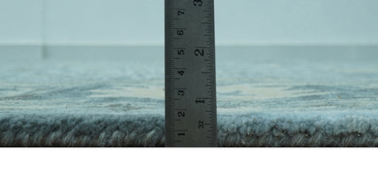 Traditional Floral Aqua, Gray and Beige Hand Tufted 8x10 ft Bedroom, Living Room Rug Wool Area Rug