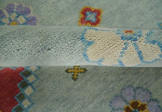 Traditional Floral Oushak Hand knotted Silver and Brown 8x10 ft Bedroom, Living Room Rug ,wool Area Rug