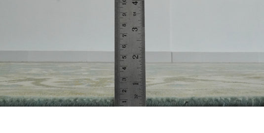 Hand Knotted Classic Oushak Teal, Beige And Ivory Wool Rug 6x9 ft Ideal for Living, Bedroom And Dining Rooms | CP235669