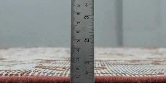 Beige, Peach and Silver Antique Finish Hand knotted Heriz Serapi 8X10 ft wool Area Rug CP1815810S