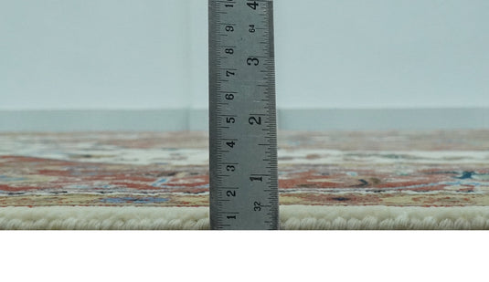 Hand Knotted Traditional Heriz Rust, Ivory, Blue, Green And Beige Wool Rug 9x12 ft Ideal for Living, Bedroom And Dining Rooms | CP2436912