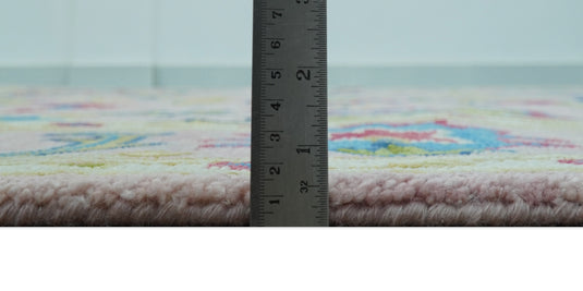 Custom Made Light Pink, Blue And Ivory Traditional Oushak Hand Tufted Wool Area Rug