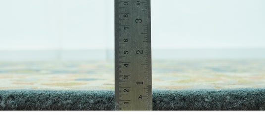 Traditional Tree of Life Teal And Beige Hand Tufted 8x10 ft Bedroom, Living Room Rug Wool Area Rug