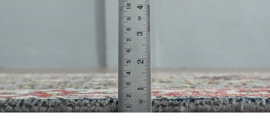 Hand Knotted Heriz Serapi Rug Grey and Ivory 2.6x12 ft Runner Ideal for Living, Bedroom, and Dining Rooms | CP18832612