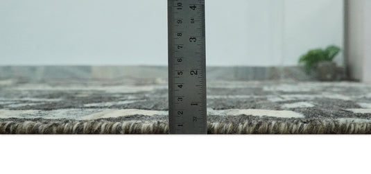 Modern Abstract Brown, Ivory, Beige and Charcoal Hand Knotted 5x8 ft Bedroom, Living Room Rug Wool Area Rug