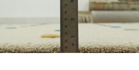 Modern Cream And Colorful Dots Hand Tufted 8x10 ft Bedroom, Living Room Rug Wool Area Rug