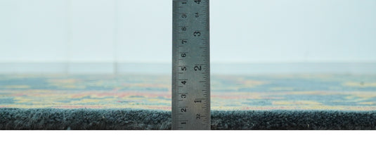 Custom Made Traditional Oushak Blue And Yellow Hand Tufted Wool Area Rug