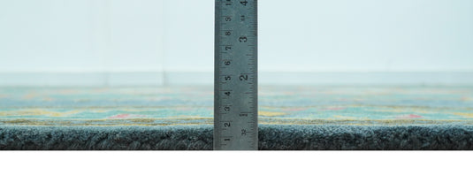 Traditional Floral And Botanical Pattern Green, Blue And Yellow Hand Tufted 8x10 ft Bedroom, Living Room Rug Wool Area Rug