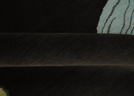 Modern Geometrical Pattern Handloom Dark Brown 5x8 ft Bedroom, Living Room Rug , Wool, Art Silk Area Rug AAOC1058