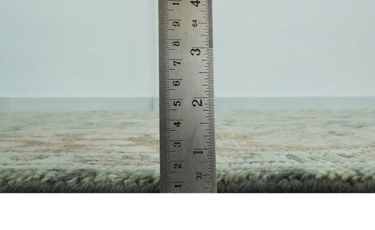 Custom Made Antique Traditional Hand Knotted Green, Brown And Beige Wool Area Rug