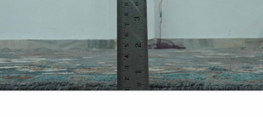 Oriental Oushak Pattern Charcoal, Teal, Brown and Ivory Hand Knotted 8x10 ft wool Area Rug