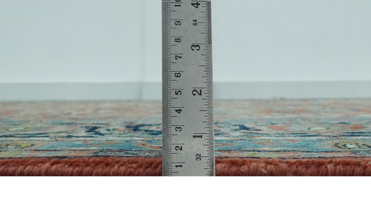 Hand Knotted Traditional Floral Rust, Blue, Black, Olive And Gold Wool Rug 8x10 ft Ideal for Living, Bedroom And Dining Rooms | CP2433810