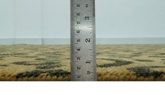 Golden-Brown And Charcoal Modern Leopard Hand Knotted Wool Rug 8x10 ft Ideal for Living, Bedroom And Dining Rooms