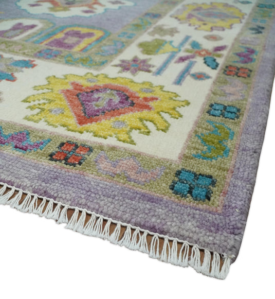 Hand Knotted Oriental Oushak Colorful Rug Purple and Ivory 8x10 ft Ideal for Living, Bedroom, and Dining Rooms | CP1287810