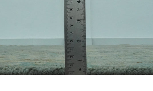 Hand Knotted Green And Blue Floral Wool Rug 9x12 ft Ideal for Living, Bedroom And Dining Rooms | CP2456912