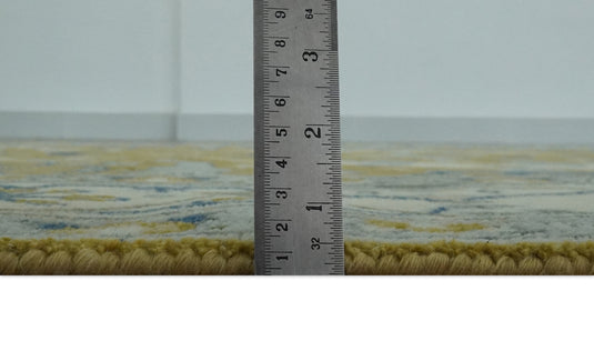 Hand Knotted Turkish Oushak Gold, Blue, Ivory And Gray Wool Rug 6x9 ft Ideal for Living, Bedroom And Dining Rooms | CP240769