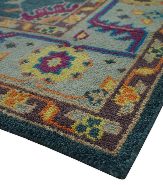 Traditional Oushak Multicolor Hand Knotted 8x10 ft wool Area Rug