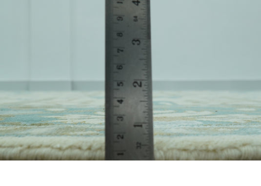 Traditional Oushak Traditional Oushak Ivory, Aqua, And Gray Hand Knotted Wool Rug 8x10 ft Ideal for Living, Bedroom And Dining Rooms