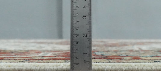 Premium look Hand knotted Ivory, Rust and Gold 8x10 Traditional Heriz Serapi wool Area Rug