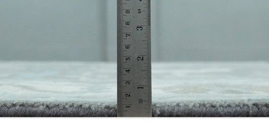 Traditional Persian Oriental Oushak Hand knotted Charcoal, Ivory and aqua 8x10 wool Area Rug