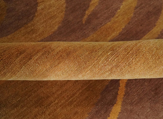 Traditional Handloom Brown , Rust and Olive 5x8 ft Bedroom, Living Room Rug , Wool Area Rug AAOC558