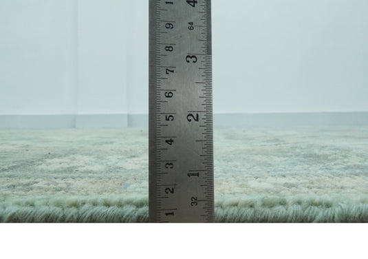 Custom Made Traditional Heriz Green, Silver And Taupe Antique Style Hand Knotted Wool Area Rug