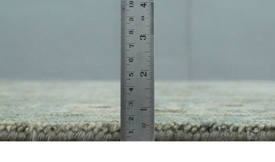 Green and Silver Antique Hand knotted 9x12 Oushak wool Area Rug