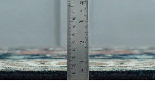 Brown, Black, Ivory and Blue Hand knotted 9x12 Traditional Heriz wool area Rug