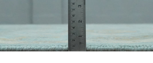 Traditional Oushak Light Blue, Brown, Ivory And Gray Hand Knotted 8x10 ft Bedroom, Living Room Rug Wool Area Rug