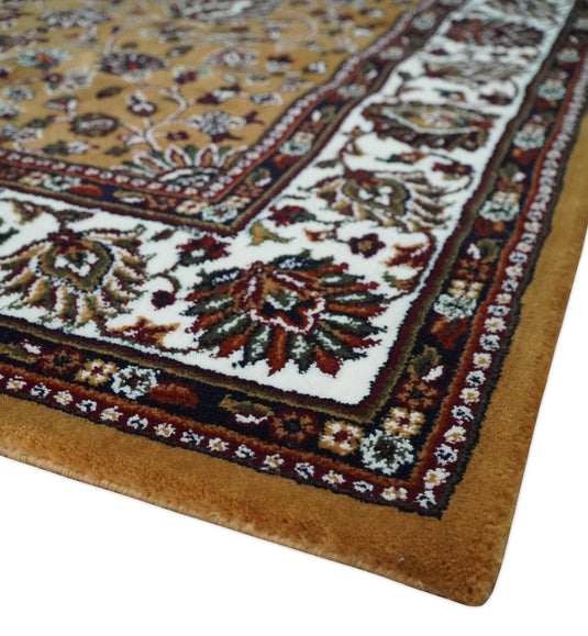 Traditional Floral Brown And White Hand Woven 5x7 ft Bedroom, Living Room Rug Wool Area Rug