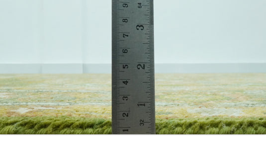 Custom Made Green, Gold And Silver Hand Knotted Traditional Heriz Wool Area Rug