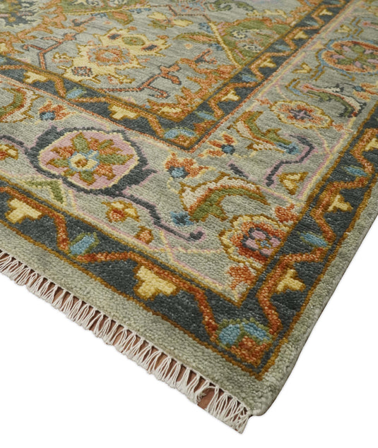 Traditional Antique Moss  Hand knotted Oushak Silver, Rust and Pink Wool Area Rug,4x6, 5x8, 6x9, 8x10, 9x12,10x14 and 12x15 Living Room Rug | CP616S