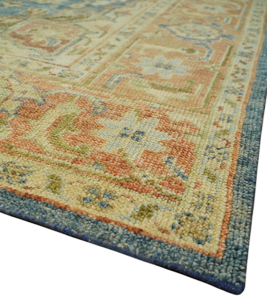 Traditional Vintage Hand Knotted Beige, Gray and Rust 8x10 ft Bedroom, Living Room Rug, Wool Area Rug