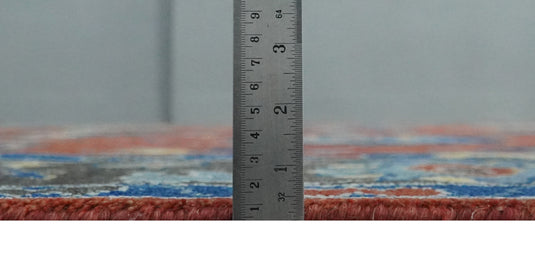 Hand Knotted Traditional Oushak Colorful Rug Rust, Blue and Charcoal 8x10 ft Ideal for Living, Bedroom, and Dining Rooms | CP1903810S