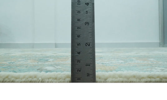 Traditional Heriz Beige, Blue And Ivory Hand Knotted Wool Rug 8x10 ft Ideal for Living, Bedroom And Dining Rooms